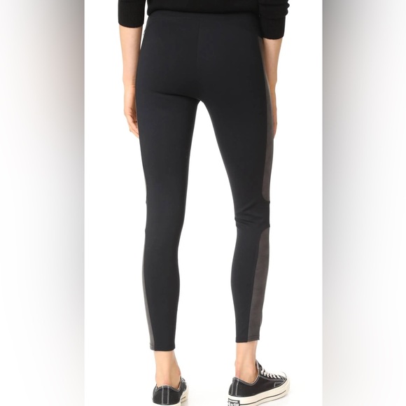 SPANX Black Panel Faux Leather Ponte Shaping Leggings Size Large - Picture 13 of 14